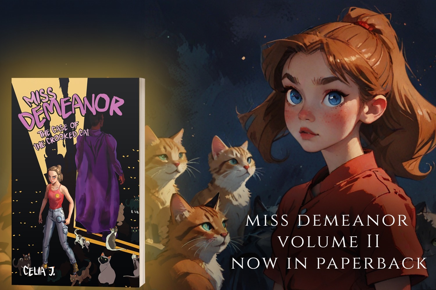 Miss Demeanor: The Case of the Crooked Cat by Celia J,  now available from Histria Books.
