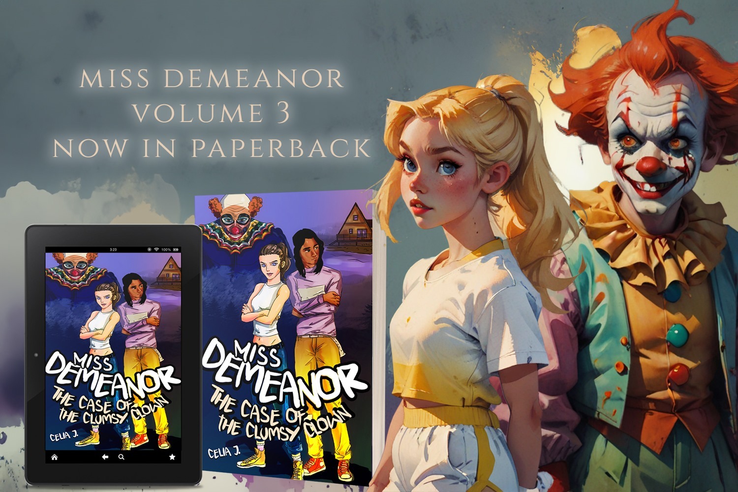 Miss Demeanor: The Case of the Clumsy Clown,  now available from Histria Books